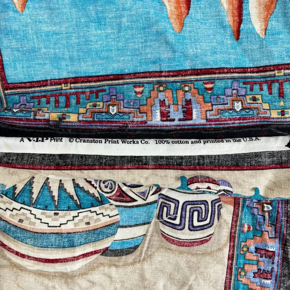 Vintage Cranston Print Works Aztec Southwestern Love Seat Slip Cover & Pillow